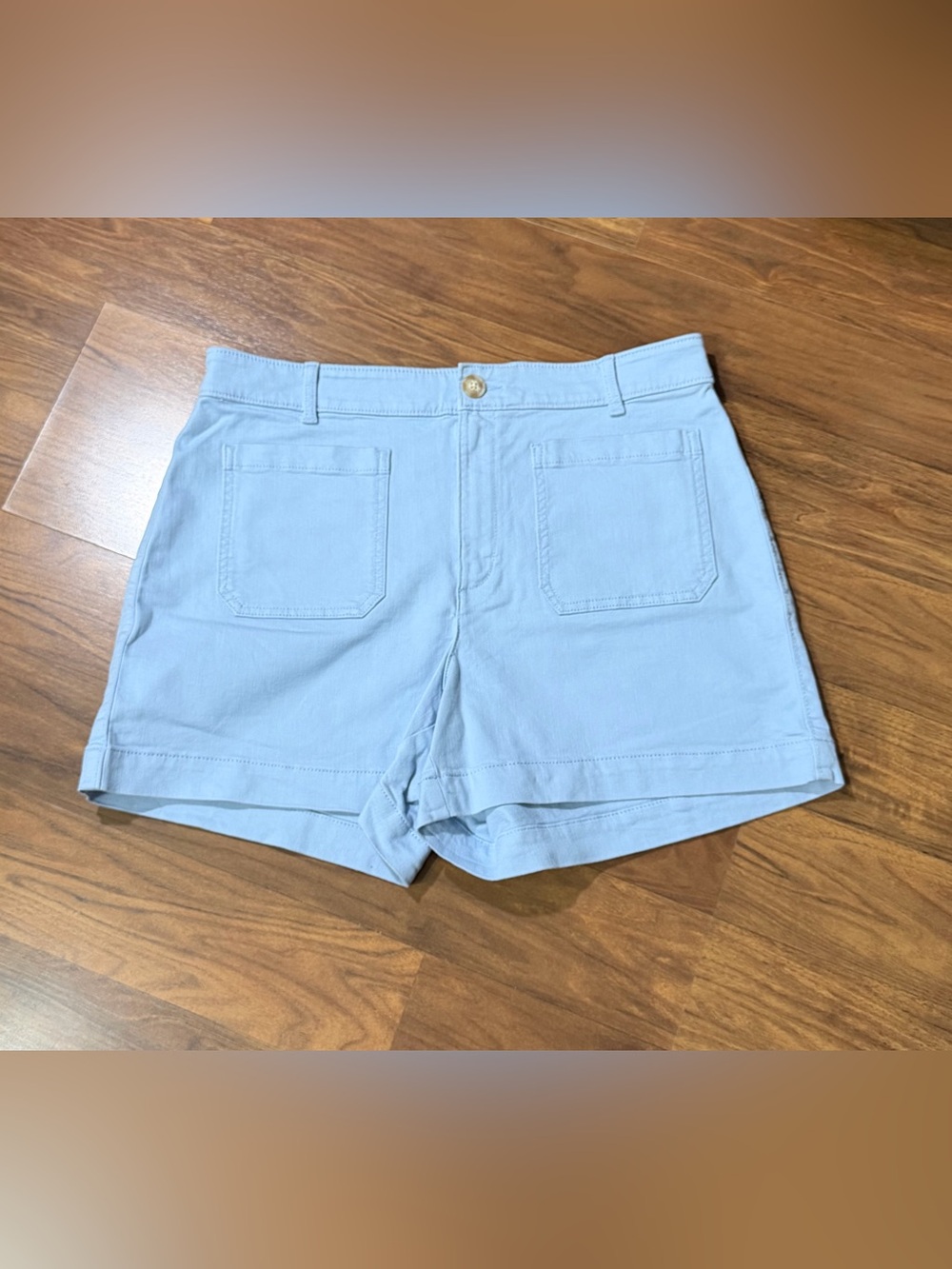 LOFT The Palmer Short Curby Pale Blue 80% Cotton Hight Rise Shorts Size 12